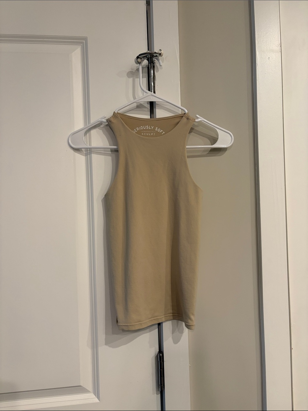 Aeropostale Tan High-Neck Ribbed Tank Top